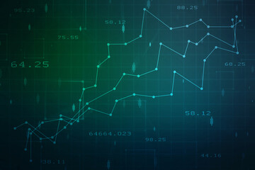 Business Growth graph on technology background, Futuristic raise arrow chart digital transformation abstract technology background. Big data and business growth currency stock and investment economy