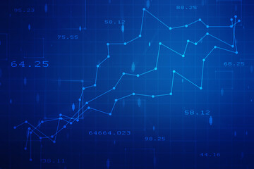 Business Growth graph on technology background, Futuristic raise arrow chart digital transformation abstract technology background. Big data and business growth currency stock and investment economy