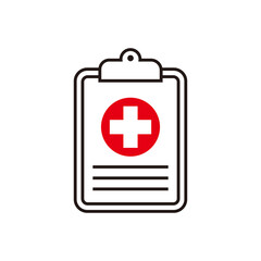 Health care diagnosis clipboard line icon design template. Vector icon on white background