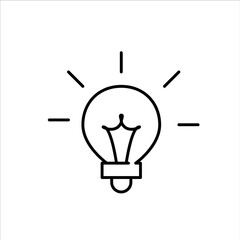 Having an idea creativity process icon. Lit light bulb. Pixel perfect, editable stroke line icon