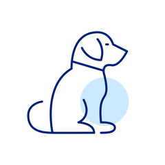 Dog silhouette. Puppy label. Pixel perfect, editable stroke line art icon