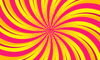 Comic pop art yellow and pink radial background