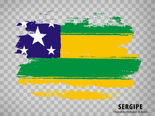 Flag of Sergipe from brush strokes. Federal Republic of Brazil. Flag Sergipe of Brazil on transparent background for your web site design, app, UI. Brazil. Stock vector. EPS10. - obrazy, fototapety, plakaty