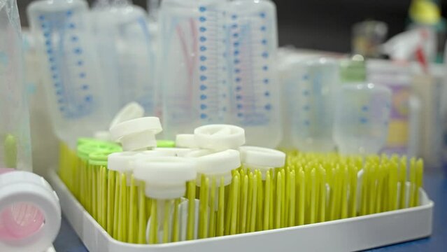Cleaning and setting up breast pump.