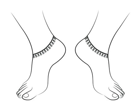black anklets on feet, line art clip art preview