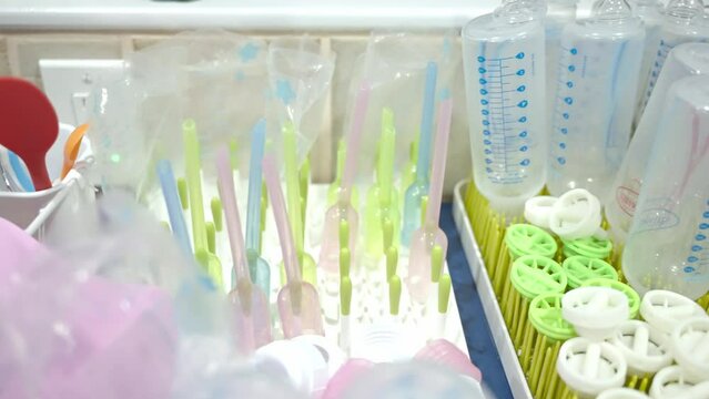 Cleaning and setting up breast pump.