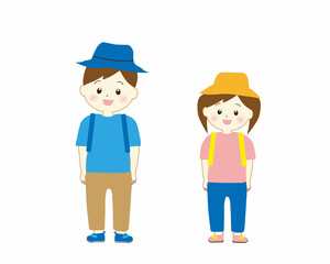 旅行に行く子どものイラスト