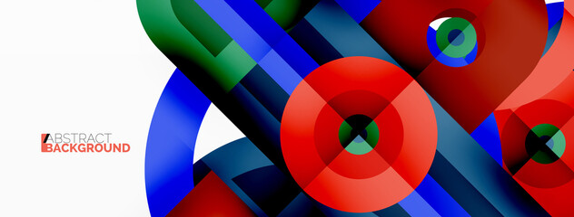 Obraz premium Creative geometric wallpaper. Minimal geometric background with round shapes. Trendy techno business template for wallpaper, banner, background or landing