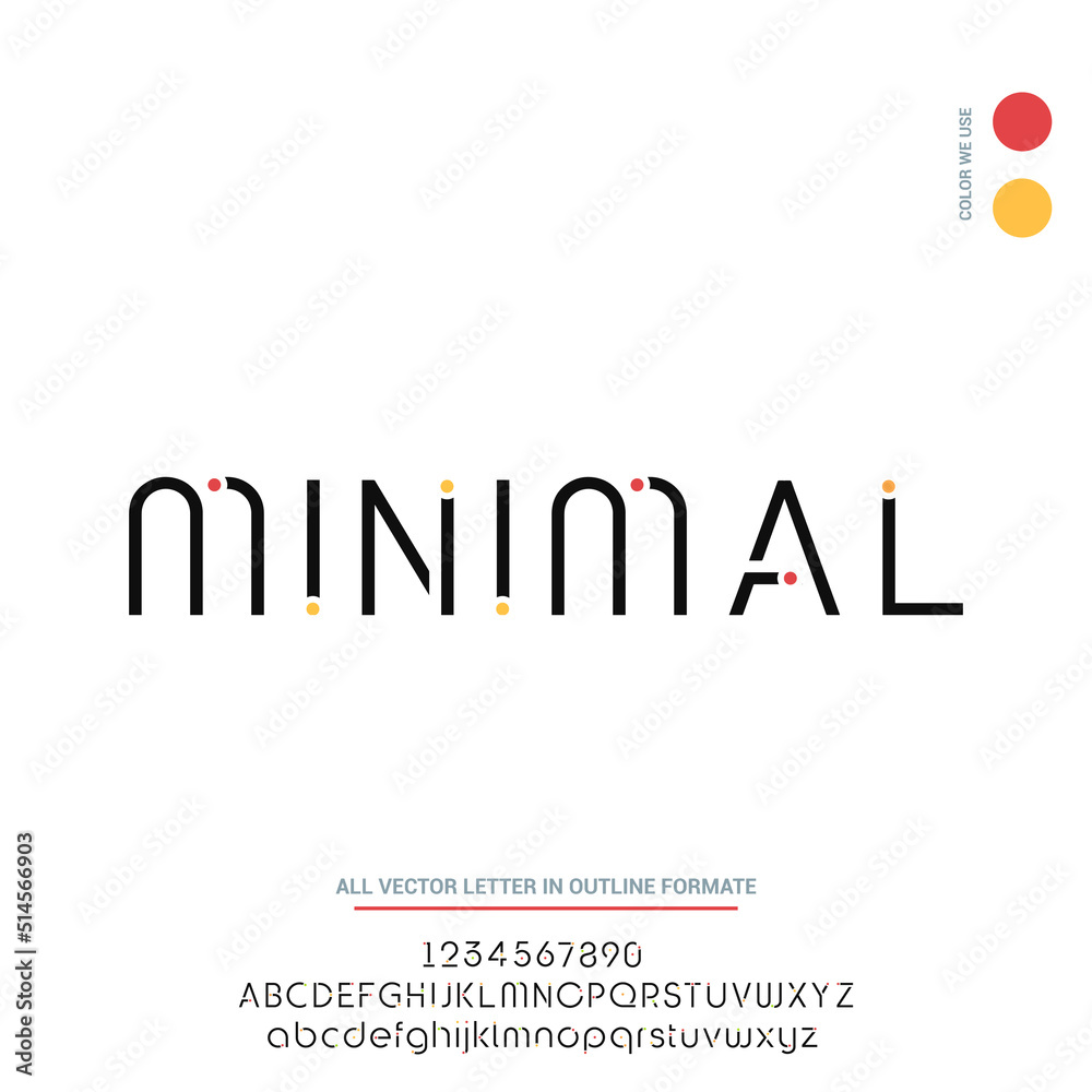 Fototapete modern and minimal design Letters and numbers for logo and headline design. Isolated on white background