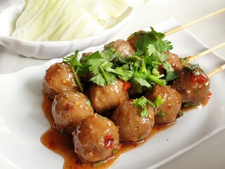 Grilled Meatball Street Food Thailand