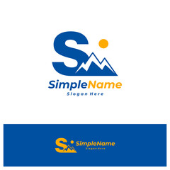 Letter S mountain Logo Design Template. Mount logo concept vector. Creative Icon Symbol
