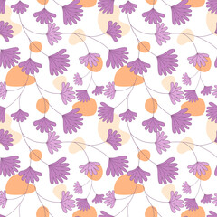 Seamless flowers patterns designed in doodle and vintage style. on white background for digital print, background, spring theme decoration, fabric pattern, card, scrapbook, t-shirt design and more