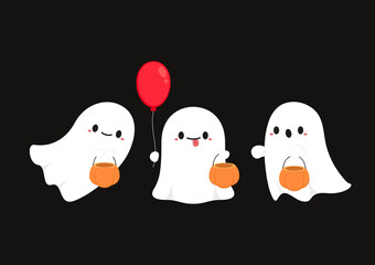 Cute ghost cartoon vector. Halloween party with cute ghost.  Trick or treat with holidays cartoon character.