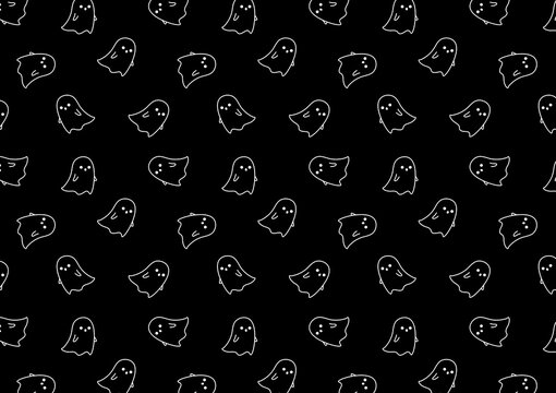 Cute ghost icon. Ghost pattern wallpaper. Halloween wallpaper.