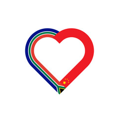 unity concept. heart ribbon icon of south africa and china flags. vector illustration isolated on white background