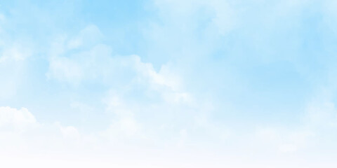 Obraz na płótnie Canvas Nature Landscape Background with Blue sky and Fluffy white Realistic clouds. Vector illustration.