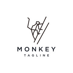 Monkey line art logo vector icon design template
