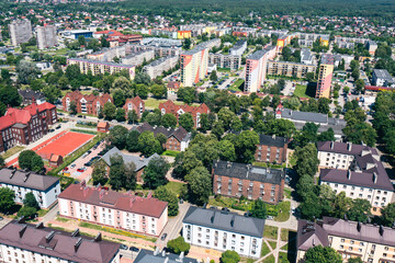 Zawiercie, Poland. Aerial view of A residential part of the city of Zawiercie, Silecia Province, Poland. 