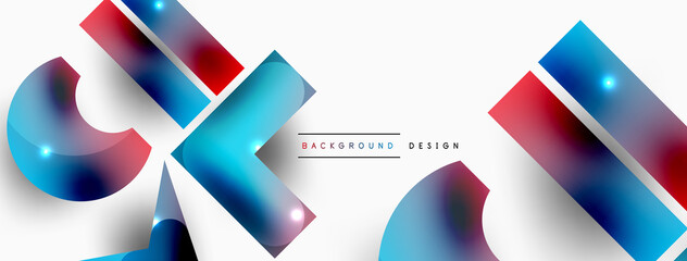 Dynamic composition, shiny geometric shapes abstract background. Trendy techno business template for wallpaper, banner, background or landing