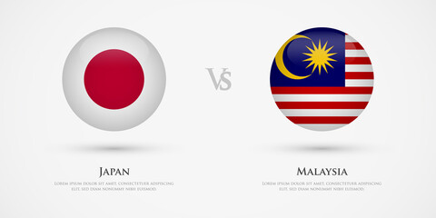 Japan vs Malaysia country flags template. The concept for game, competition, relations, friendship, cooperation, versus.