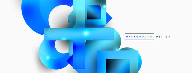 Minimal geometric abstract background. Primitive shapes composition backdrop. Trendy techno business template for wallpaper, banner, background or landing