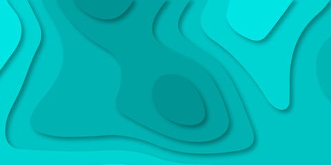 Luxury blue abstract papercut background with 3d geometry circles. blue paper cut banner with 3D slime abstract background and blue waves layers.	