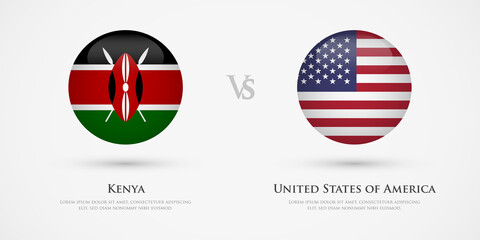 Kenya vs United States of America country flags template. The concept for game, competition, relations, friendship, cooperation, versus.