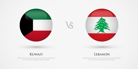 Kuwait vs Lebanon country flags template. The concept for game, competition, relations, friendship, cooperation, versus.