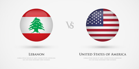 Lebanon vs United States of America country flags template. The concept for game, competition, relations, friendship, cooperation, versus.