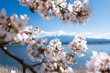 富士山と河口湖と桜