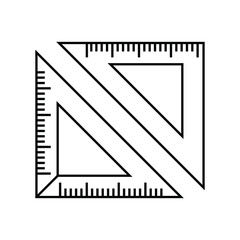 Triangle ruler outline vector illustration isolated. Two pieces triangle ruler.Ruler vector