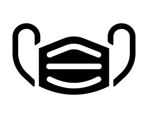 Medical protective mask fiiled black icon. Vector isolated illustration