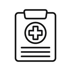 Medical record icon, medical report icon. Health care diagnosis clipboard icon design template, vector isolated.