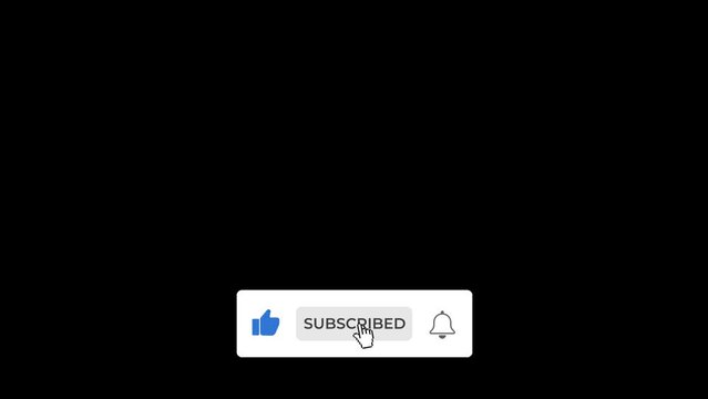 Animated YouTube Subscribe Button for Video Overlay. Like Subscribe Bell Notification Button, Subscribe to Channel. Transparent Background (Alpha channel)