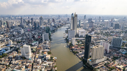 Fototapeta na wymiar Aerial view of Bangkok District