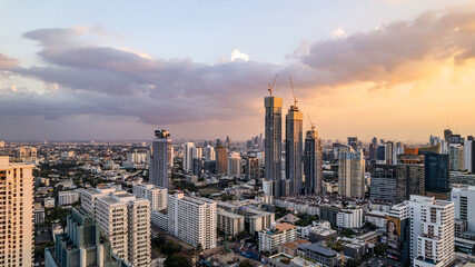 Fototapeta na wymiar Aerial view of Bangkok District