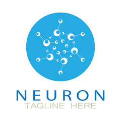 Neuron logo or nerve cell logo design,molecule logo illustration template icon with vector concept