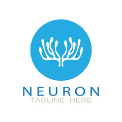 Neuron logo or nerve cell logo design,molecule logo illustration template icon with vector concept