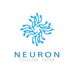 Neuron logo or nerve cell logo design,molecule logo illustration template icon with vector concept