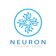 Neuron logo or nerve cell logo design,molecule logo illustration template icon with vector concept