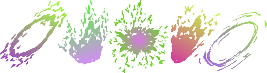 A set of gradient spots. Illustration, splash, green, purple, orange, drop, ready to use, eps. For your design