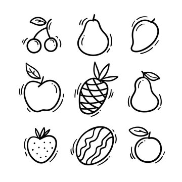 Hand drawn tropical fruit collection