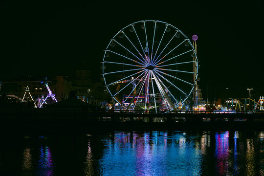 Ferris Wheel At The County Fair. 