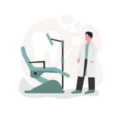 Fototapeta premium Medicine, dentist. stands near the chair where the patient will lie