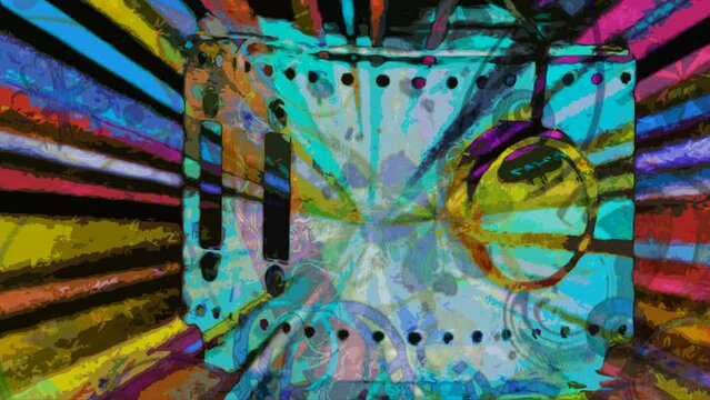 retro robot spinning and tripping 