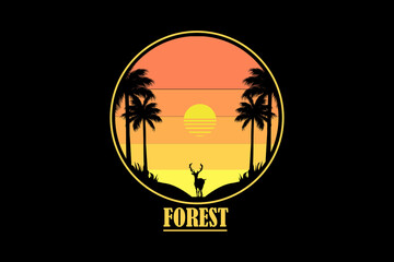 Forest retro vintage landscape design
