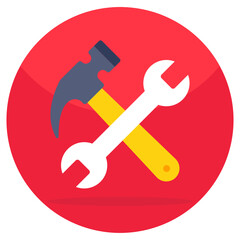 Hammer with spanner denoting concept of repair tools
