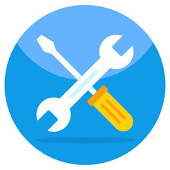 Screwdriver with spanner denoting concept of repair tools