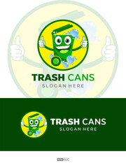 Trash can logo illustration with design vector
