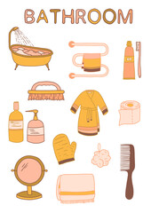 Bathroom illustrations set